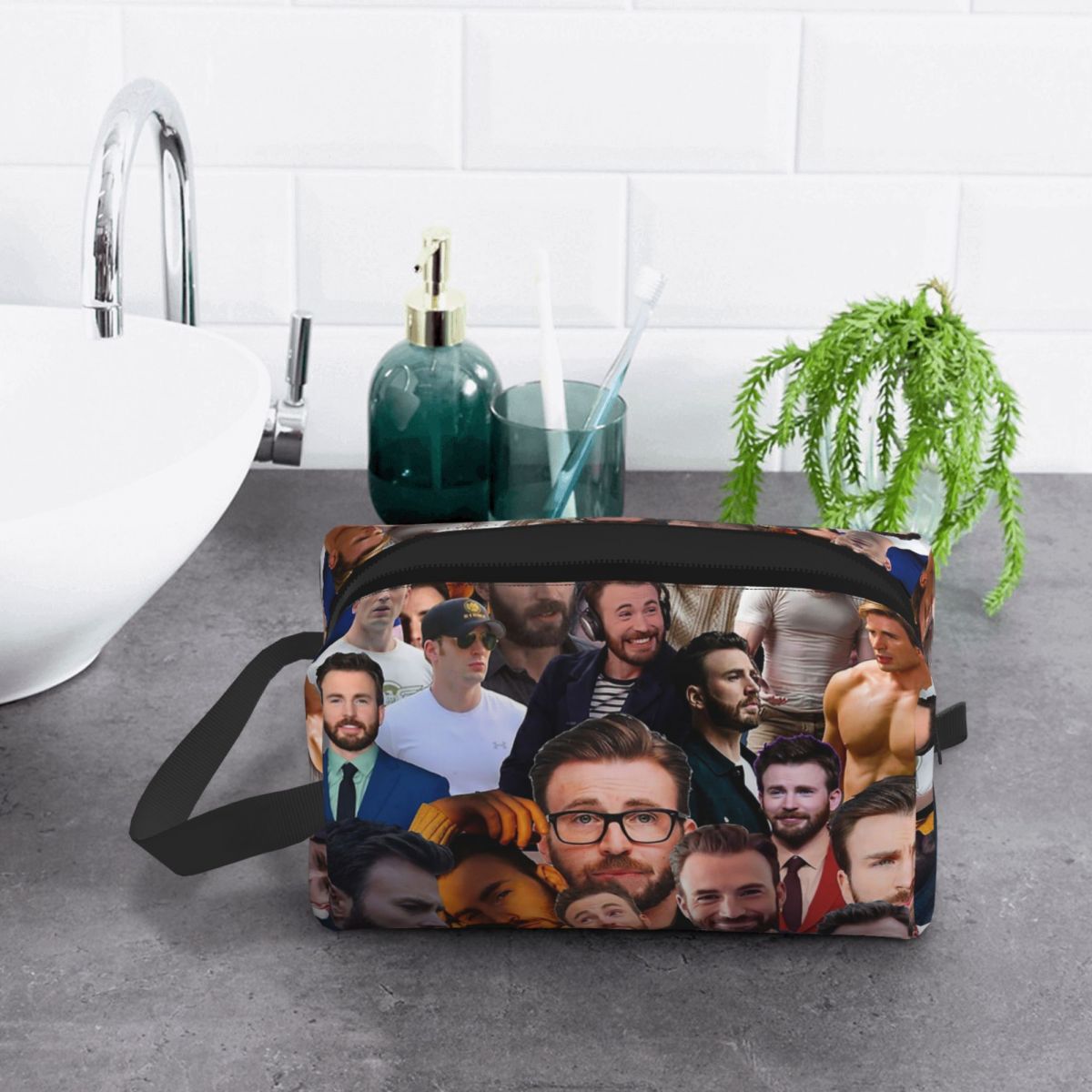 Photo Beauty Makeup - Chris Evans Photo Collage Makeup Bag