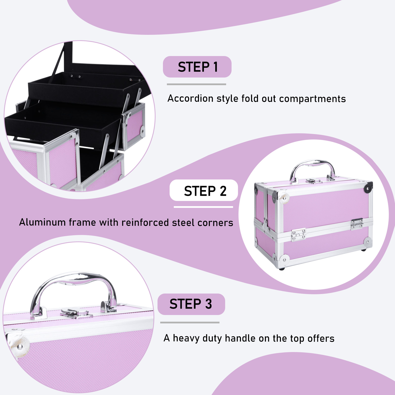 Pink Aluminum Alloy Makeup Cas - Beauty Bag Makeup ulasan dan harga