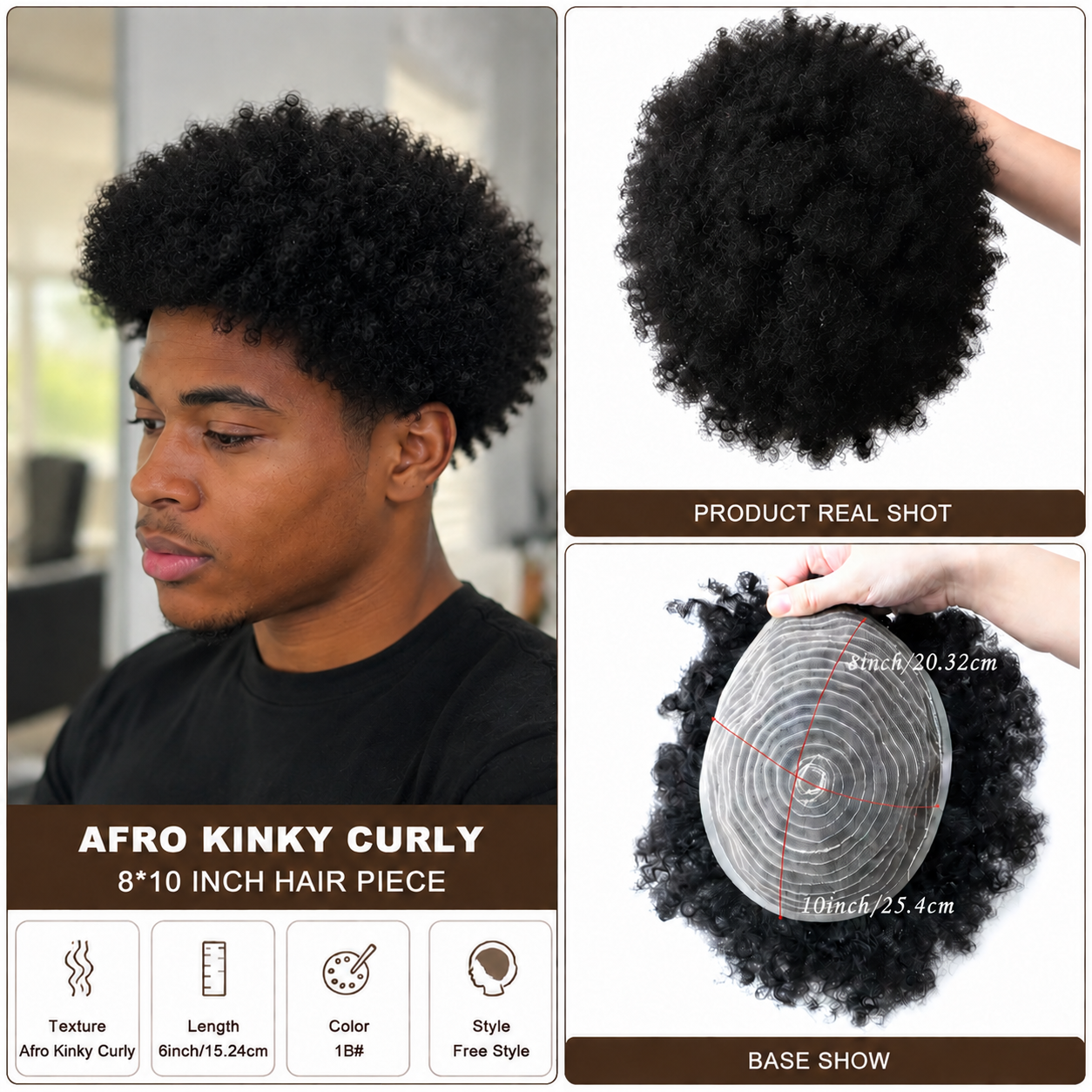 Men's African Curly Human Hair - Concealer Full Coverage ulasan dan harga