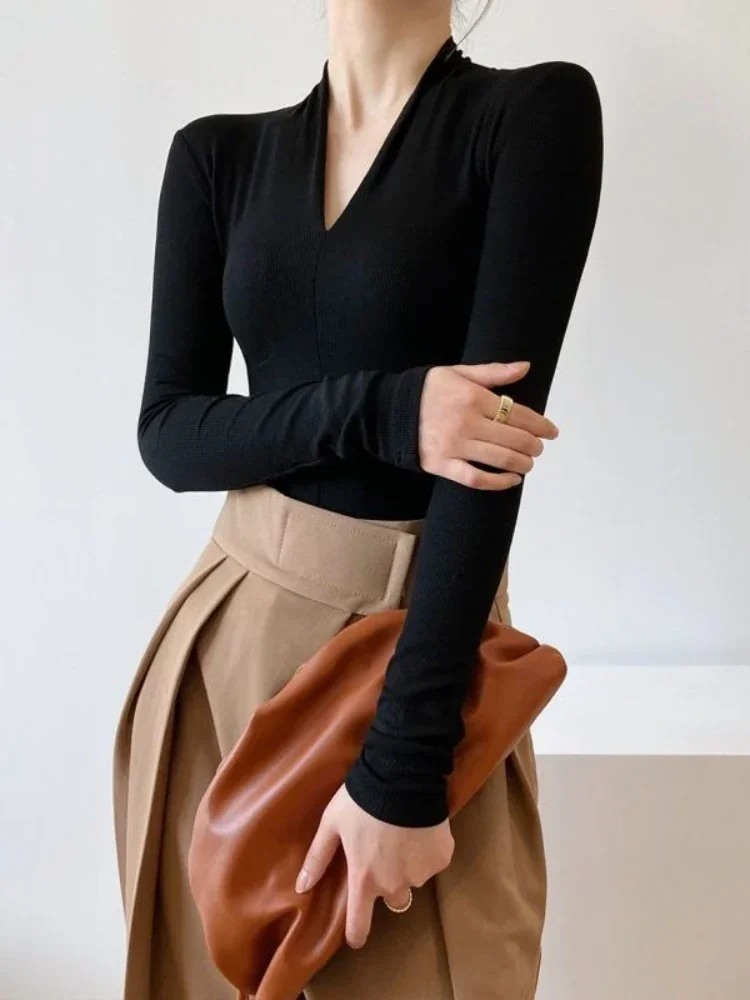 V-neck Slim Shirts Long Sleeve - Beauty & Makeup Katia Di Paola Palermo ulasan dan harga