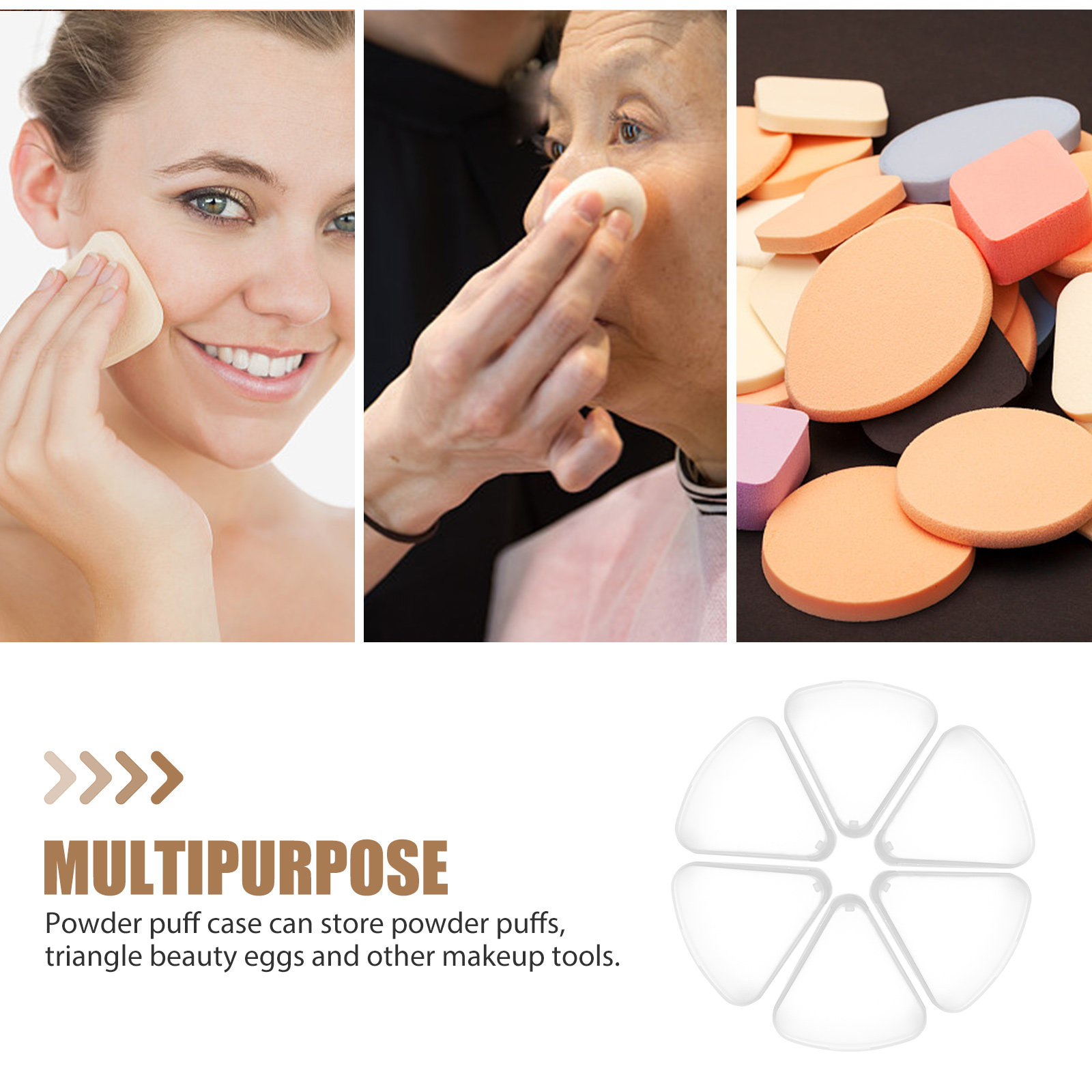 6Pcs Triangle Powder Puff Case - Beauty For You Makeup ulasan dan harga